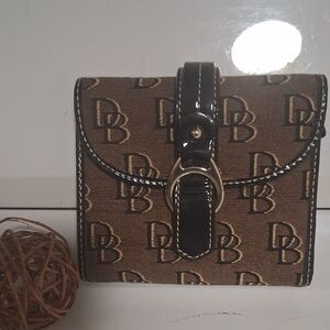 Dooney & Bourke Tan and Black Monogram Wallet